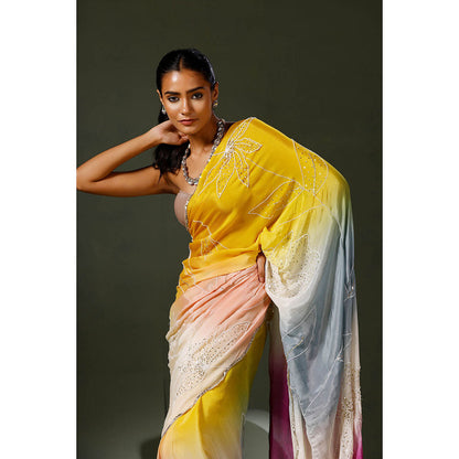 "Two Sisters" by Gyans Multi Coloured Saree with Unstitched Blouse