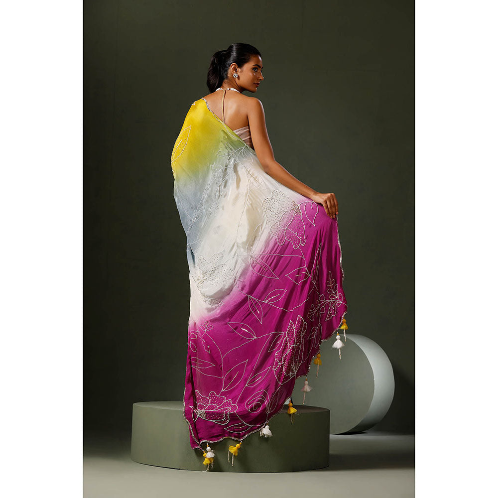 "Two Sisters" by Gyans Multi Coloured Saree with Unstitched Blouse
