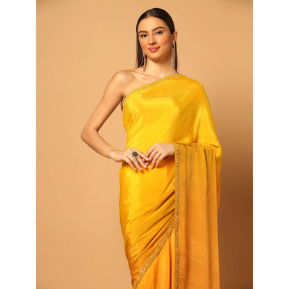 "Two Sisters" by Gyans Yellow Ombre Saree with Unstitched Blouse