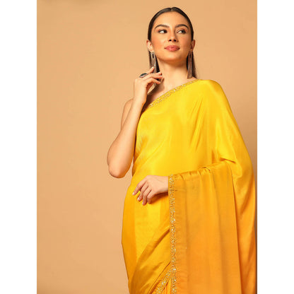 "Two Sisters" by Gyans Yellow Ombre Saree with Unstitched Blouse