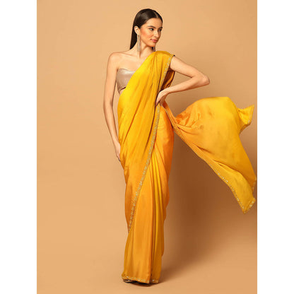 "Two Sisters" by Gyans Yellow Ombre Saree with Unstitched Blouse
