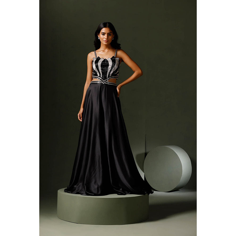 "Two Sisters" by Gyans The Kamal Black and Silver Gown