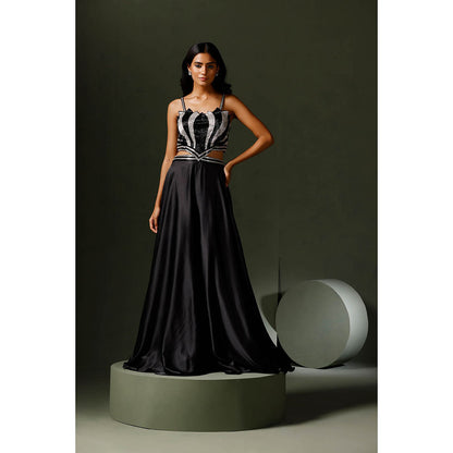 "Two Sisters" by Gyans The Kamal Black and Silver Gown