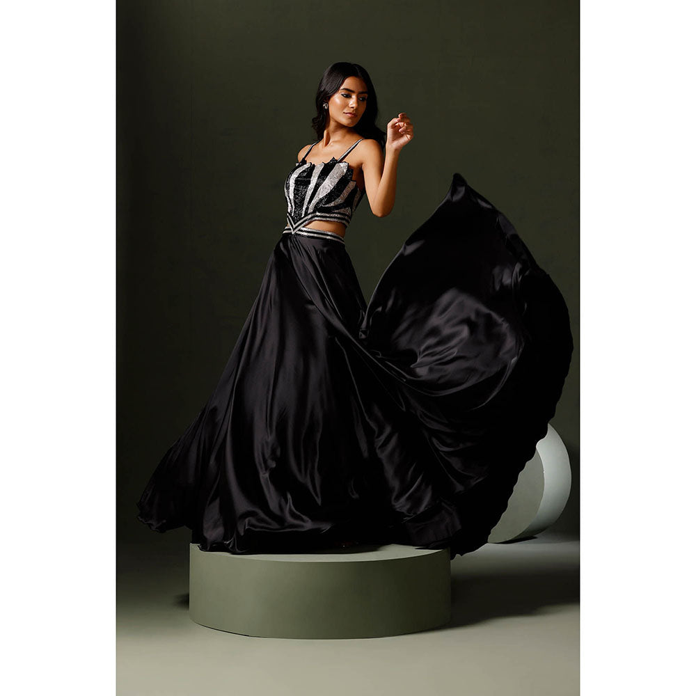 "Two Sisters" by Gyans The Kamal Black and Silver Gown