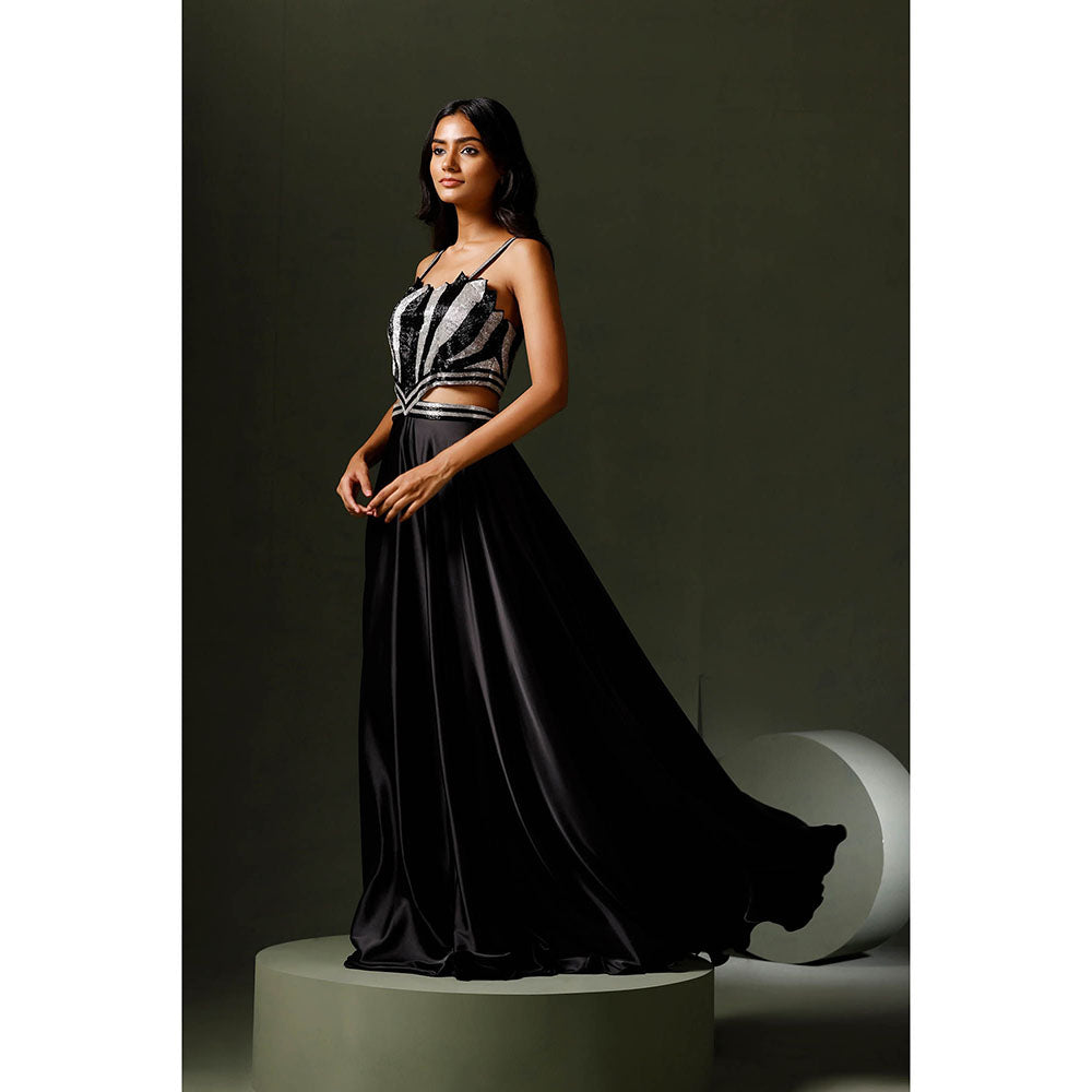 "Two Sisters" by Gyans The Kamal Black and Silver Gown