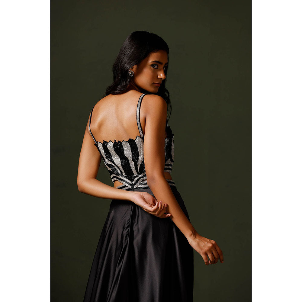 "Two Sisters" by Gyans The Kamal Black and Silver Gown