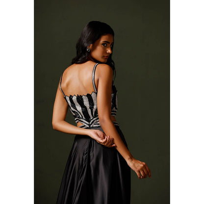 "Two Sisters" by Gyans The Kamal Black and Silver Gown