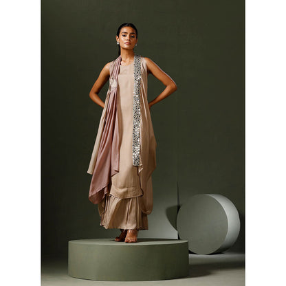 "Two Sisters" by Gyans Pink Cape with Dress (Set of 2)