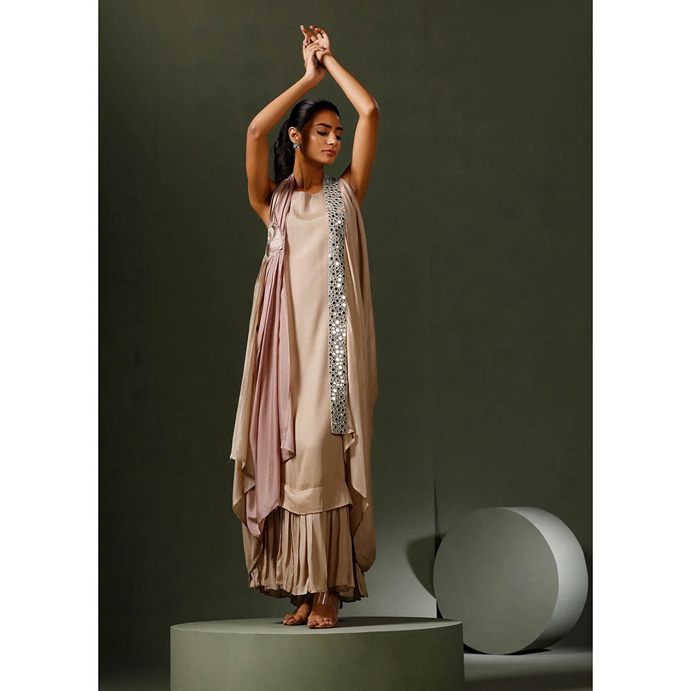 "Two Sisters" by Gyans Pink Cape with Dress (Set of 2)