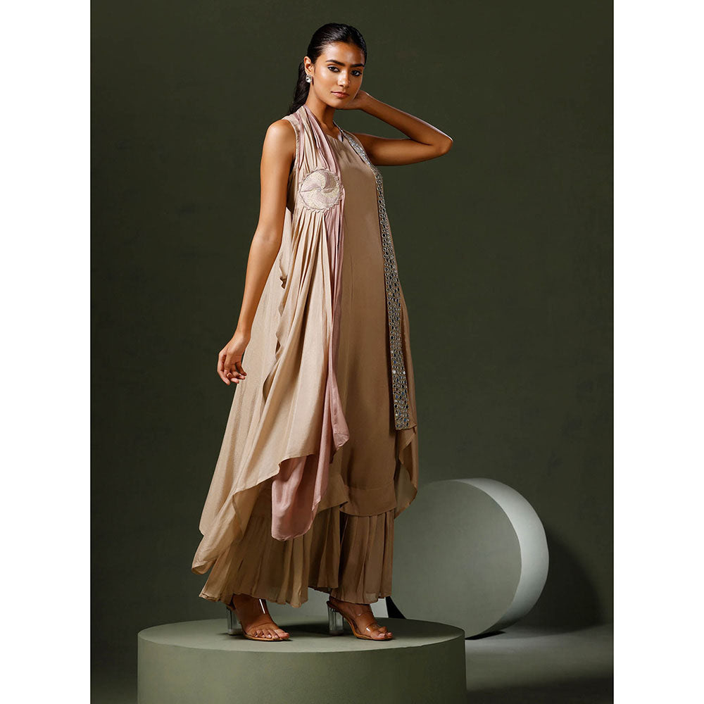 "Two Sisters" by Gyans Pink Cape with Dress (Set of 2)