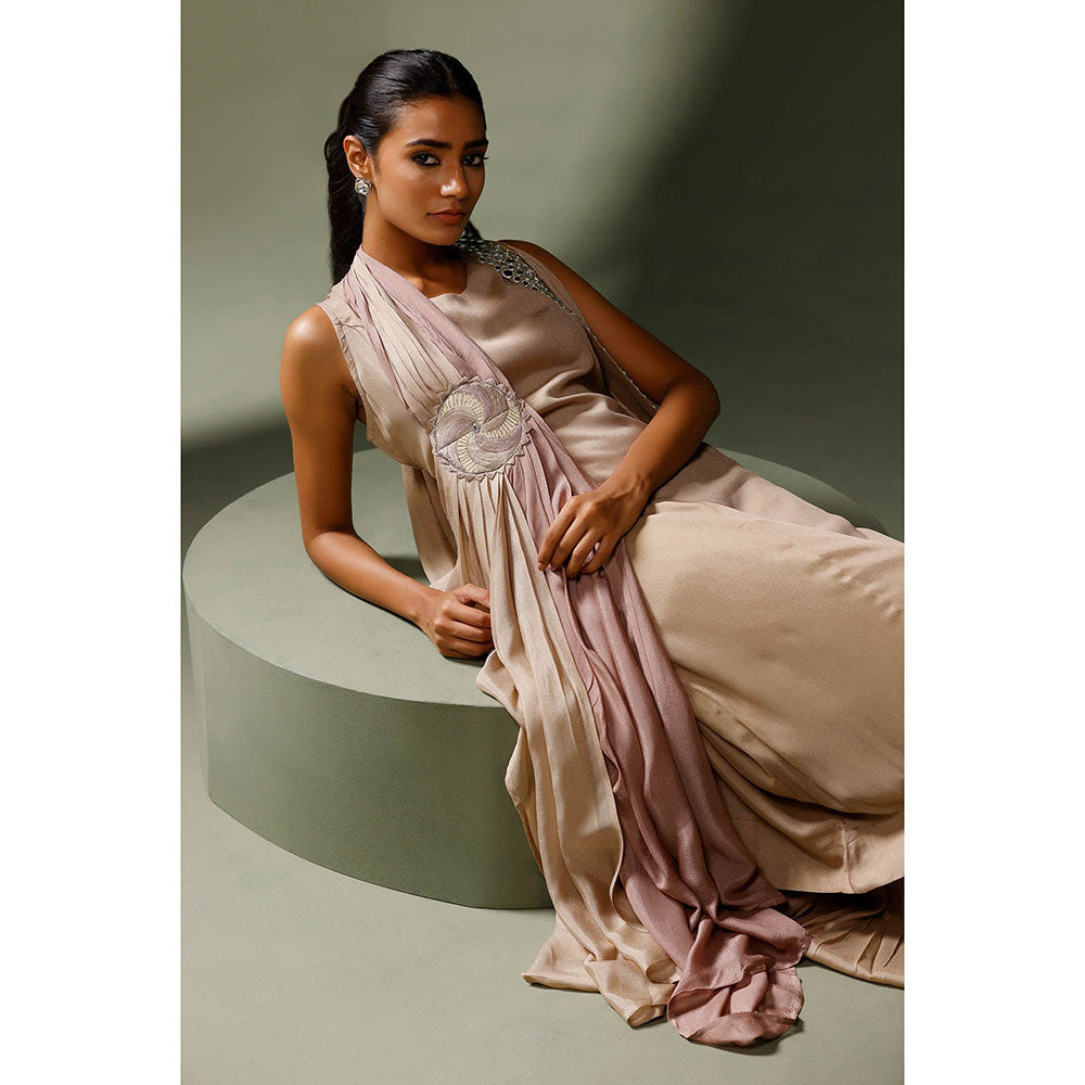 "Two Sisters" by Gyans Pink Cape with Dress (Set of 2)