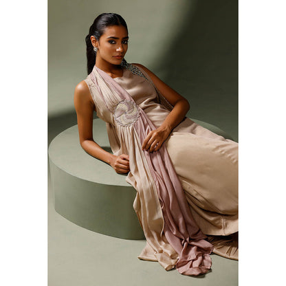 "Two Sisters" by Gyans Pink Cape with Dress (Set of 2)