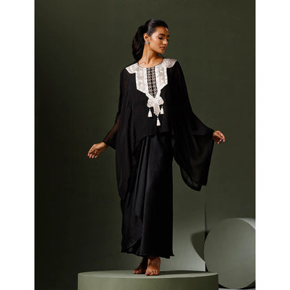 "Two Sisters" by Gyans Black Cape Set with Drape Skirt (Set of 2)