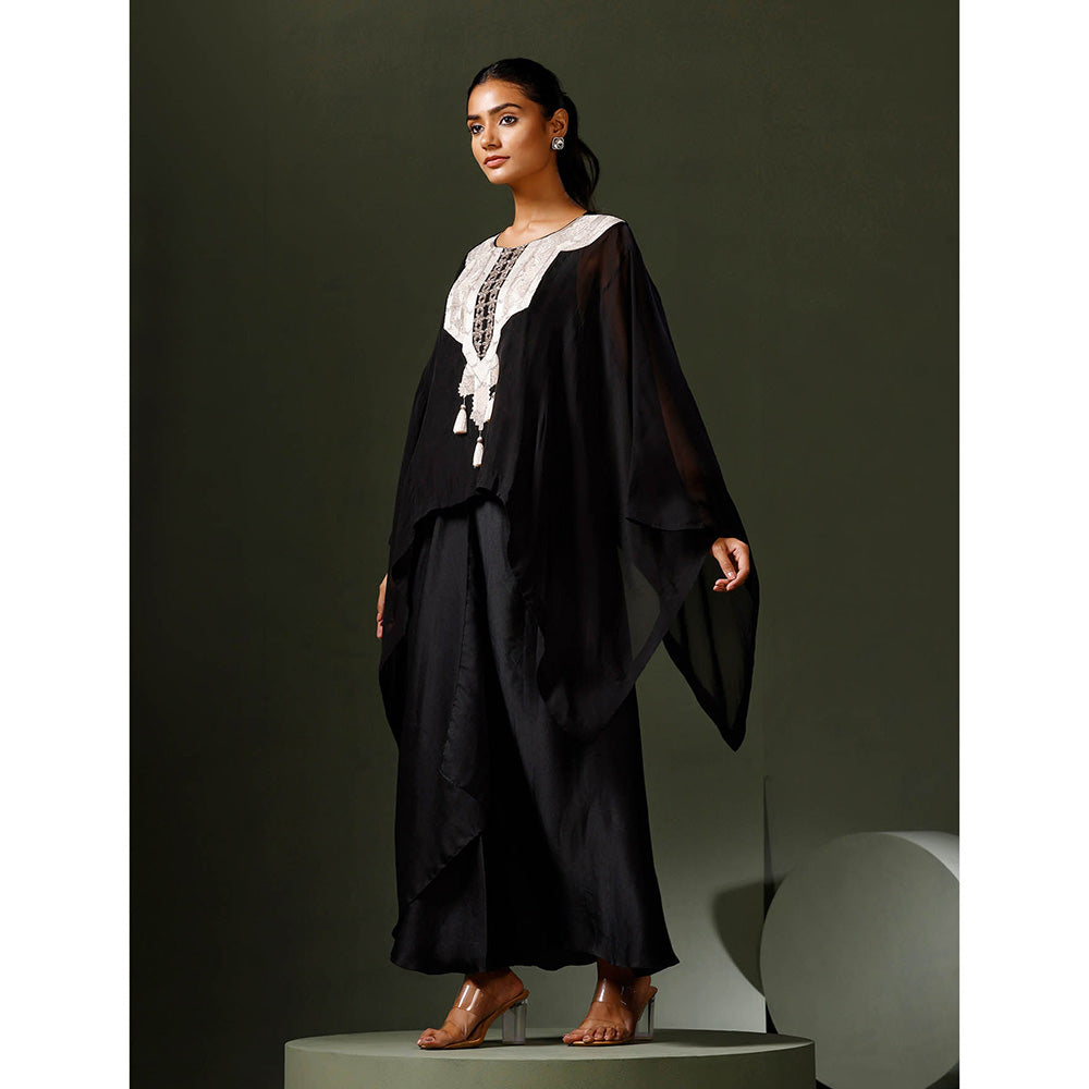 "Two Sisters" by Gyans Black Cape Set with Drape Skirt (Set of 2)