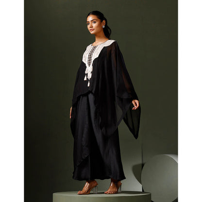 "Two Sisters" by Gyans Black Cape Set with Drape Skirt (Set of 2)