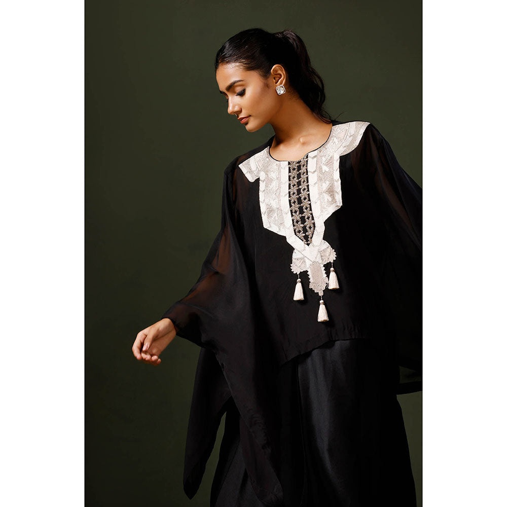 "Two Sisters" by Gyans Black Cape Set with Drape Skirt (Set of 2)