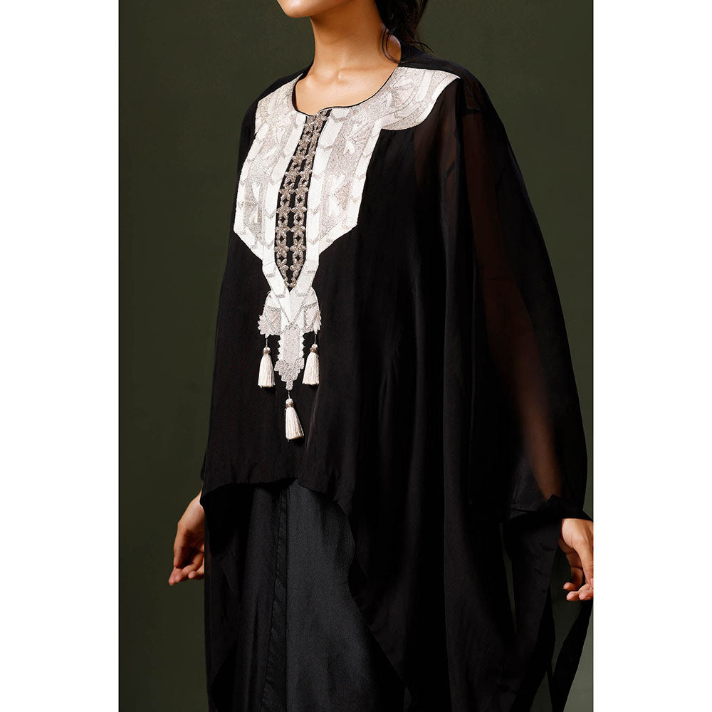 "Two Sisters" by Gyans Black Cape Set with Drape Skirt (Set of 2)