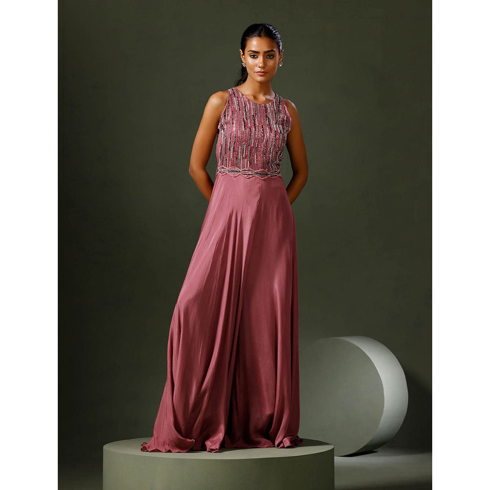"Two Sisters" by Gyans Dark Pink Embellished Jumpsuit