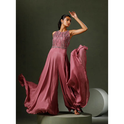 "Two Sisters" by Gyans Dark Pink Embellished Jumpsuit