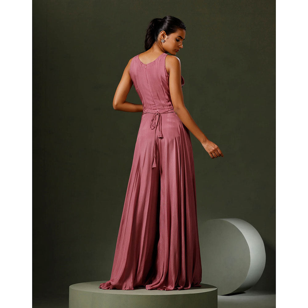 "Two Sisters" by Gyans Dark Pink Embellished Jumpsuit
