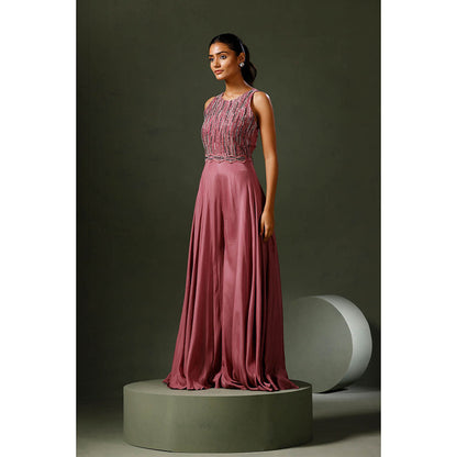 "Two Sisters" by Gyans Dark Pink Embellished Jumpsuit