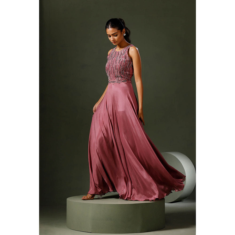 "Two Sisters" by Gyans Dark Pink Embellished Jumpsuit