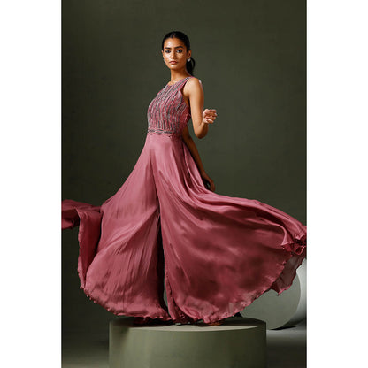 "Two Sisters" by Gyans Dark Pink Embellished Jumpsuit