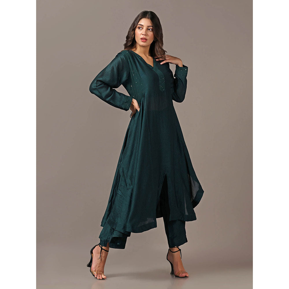 "Two Sisters" by Gyans Teal Green Kurta with Pant (Set of 2)