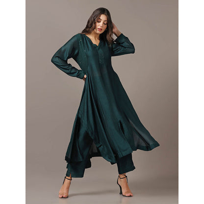 "Two Sisters" by Gyans Teal Green Kurta with Pant (Set of 2)