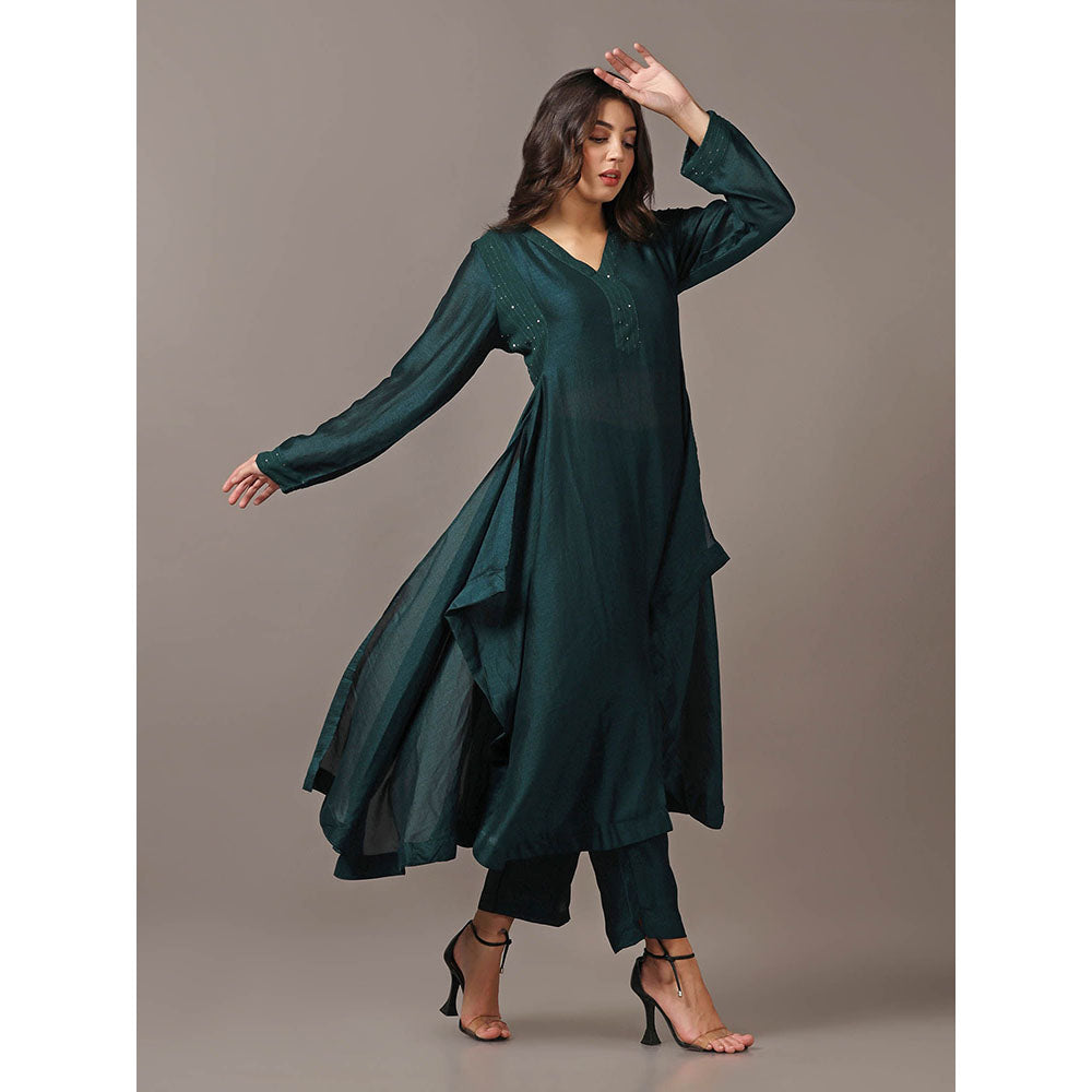 "Two Sisters" by Gyans Teal Green Kurta with Pant (Set of 2)