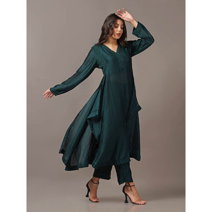 "Two Sisters" by Gyans Teal Green Kurta with Pant (Set of 2)