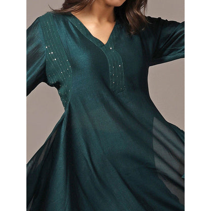 "Two Sisters" by Gyans Teal Green Kurta with Pant (Set of 2)