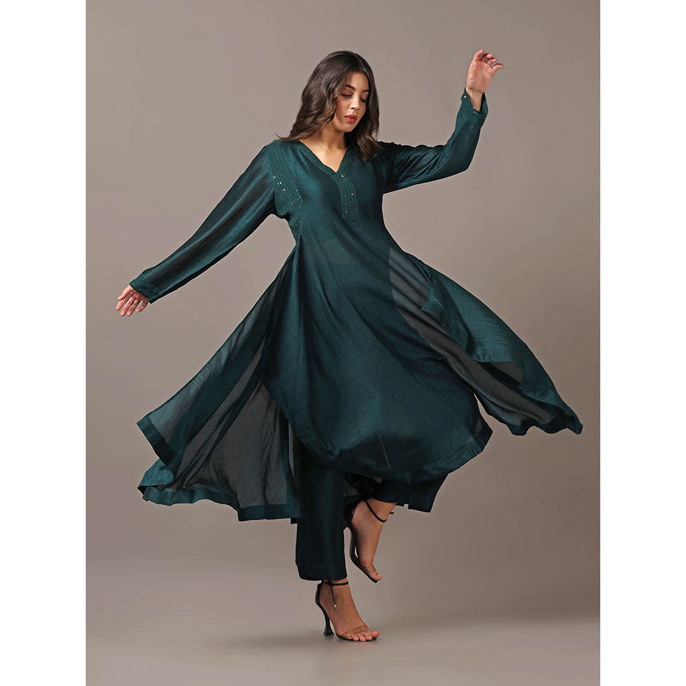 "Two Sisters" by Gyans Teal Green Kurta with Pant (Set of 2)