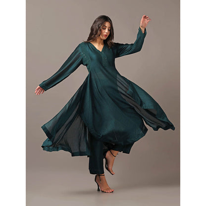 "Two Sisters" by Gyans Teal Green Kurta with Pant (Set of 2)