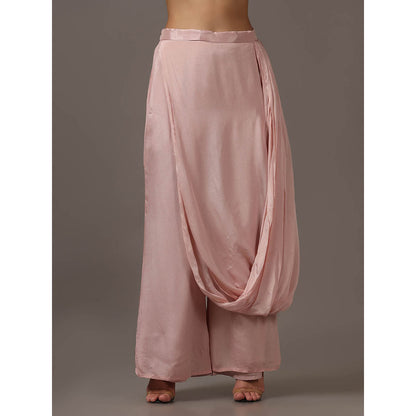 "Two Sisters" by Gyans Pink Kaftan with Drape Pant (Set of 2)