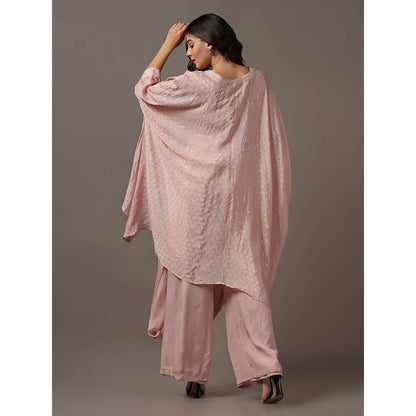 "Two Sisters" by Gyans Pink Kaftan with Drape Pant (Set of 2)