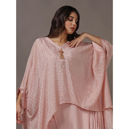 "Two Sisters" by Gyans Pink Kaftan with Drape Pant (Set of 2)