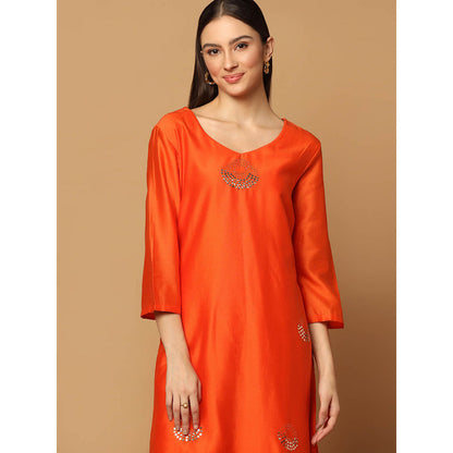 "Two Sisters" by Gyans Orange Mukaish Kurta with Pant and Dupatta (Set of 3)