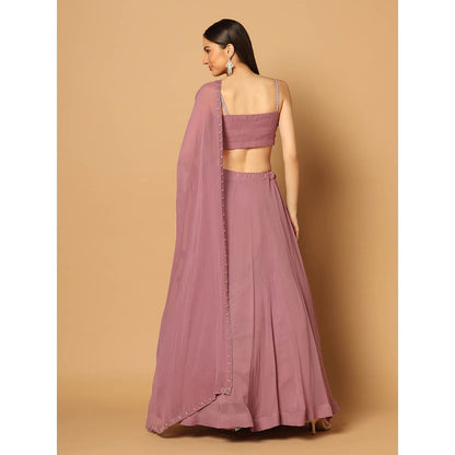 "Two Sisters" by Gyans Dark Pink Embroidered Lehenga with Blouse and Dupatta (Set of 3)