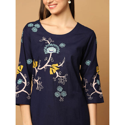 "Two Sisters" by Gyans Navy Blue Kurta with Pant and Dupatta (Set of 3)