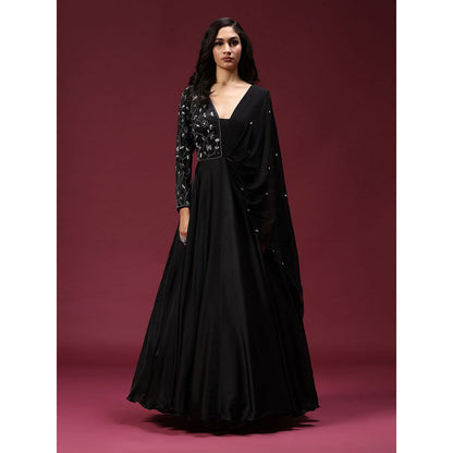 "Two Sisters" by Gyans Black Dress Embellished with Pearl And Cutbeads