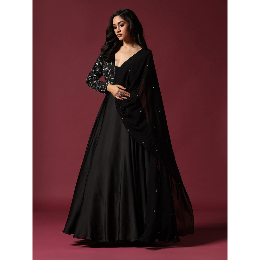 "Two Sisters" by Gyans Black Dress Embellished with Pearl And Cutbeads