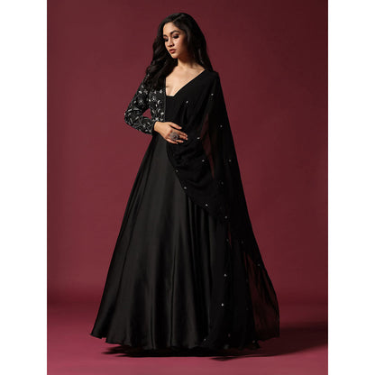 "Two Sisters" by Gyans Black Dress Embellished with Pearl And Cutbeads