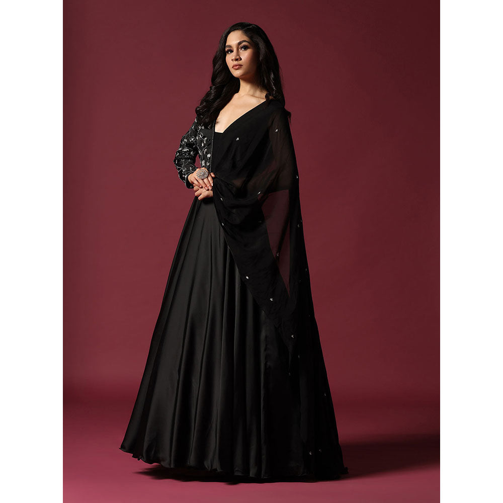 "Two Sisters" by Gyans Black Dress Embellished with Pearl And Cutbeads