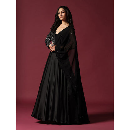 "Two Sisters" by Gyans Black Dress Embellished with Pearl And Cutbeads