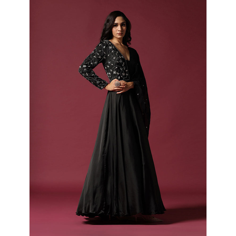 "Two Sisters" by Gyans Black Dress Embellished with Pearl And Cutbeads