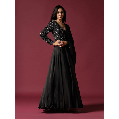 "Two Sisters" by Gyans Black Dress Embellished with Pearl And Cutbeads