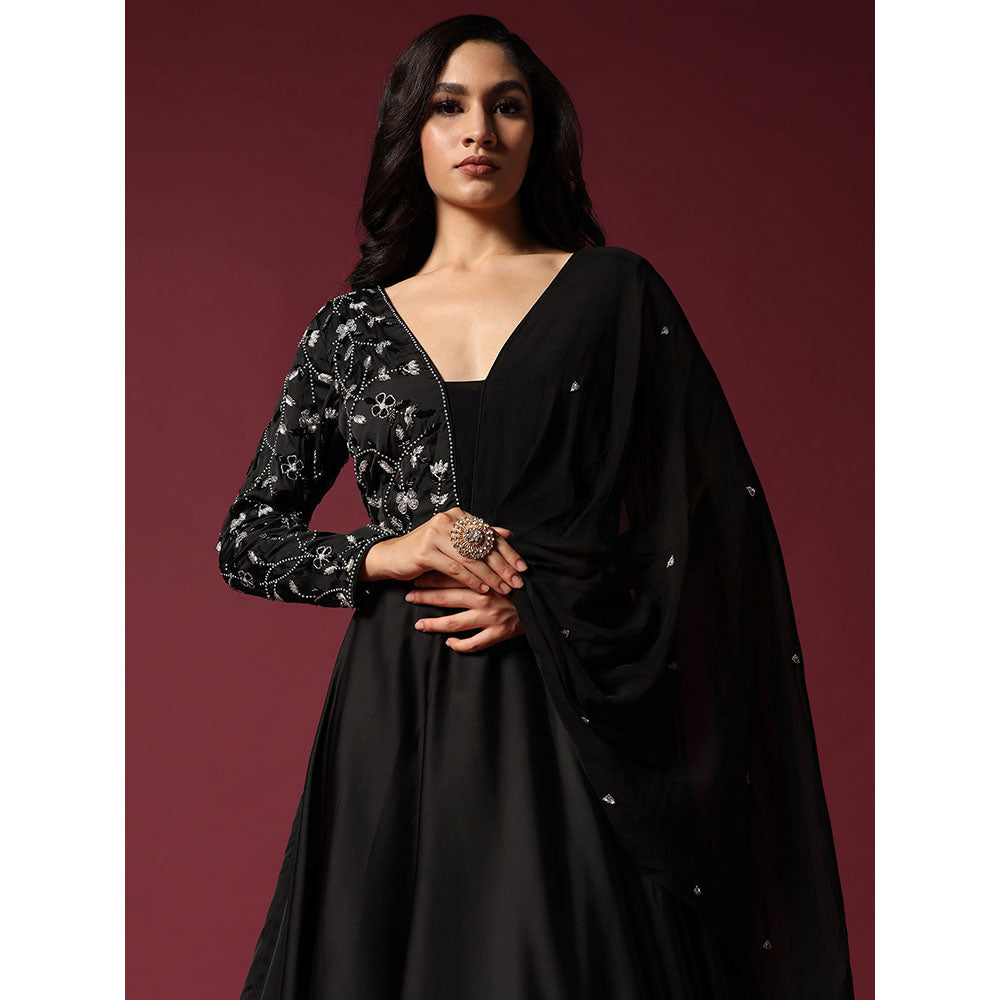 "Two Sisters" by Gyans Black Dress Embellished with Pearl And Cutbeads