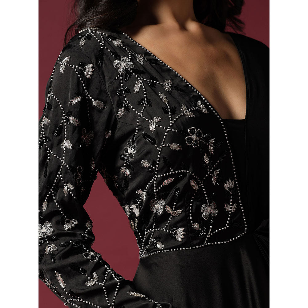 "Two Sisters" by Gyans Black Dress Embellished with Pearl And Cutbeads