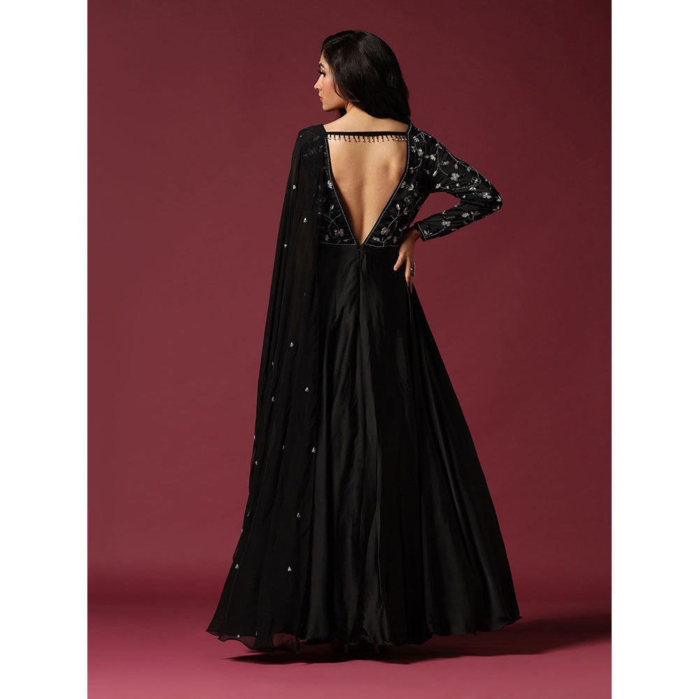 "Two Sisters" by Gyans Black Dress Embellished with Pearl And Cutbeads